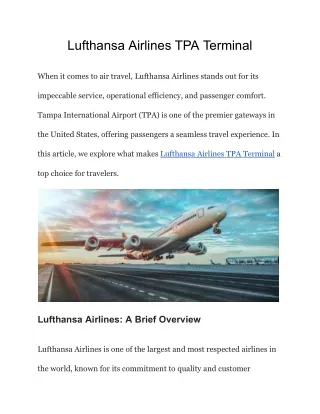 Lufthansa Airlines TPA Terminal