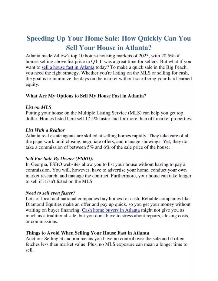 speeding up your home sale how quickly