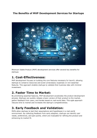 The Benefits of MVP Development Services for Startups