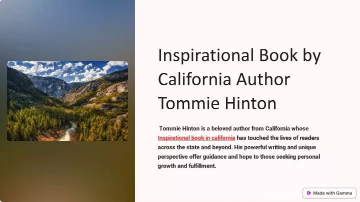 inspirational book by california author tommie