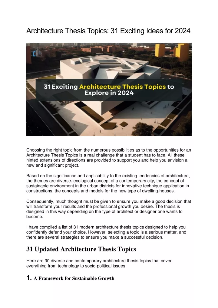 architecture thesis topics 31 exciting ideas