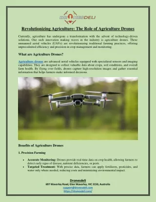 Revolutionizing Agriculture The Role of Agriculture Drones