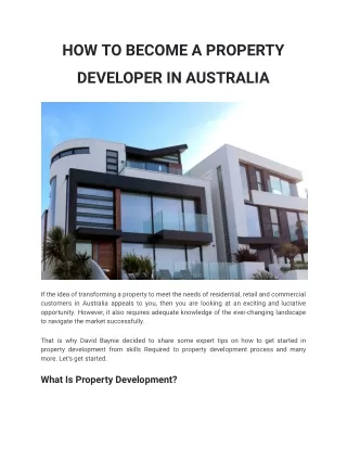 Beginner's Guide to Property Development by David Baynie