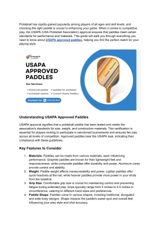 The Ultimate Guide to USAPA Approved Paddles_ Choose Your Perfect Pick