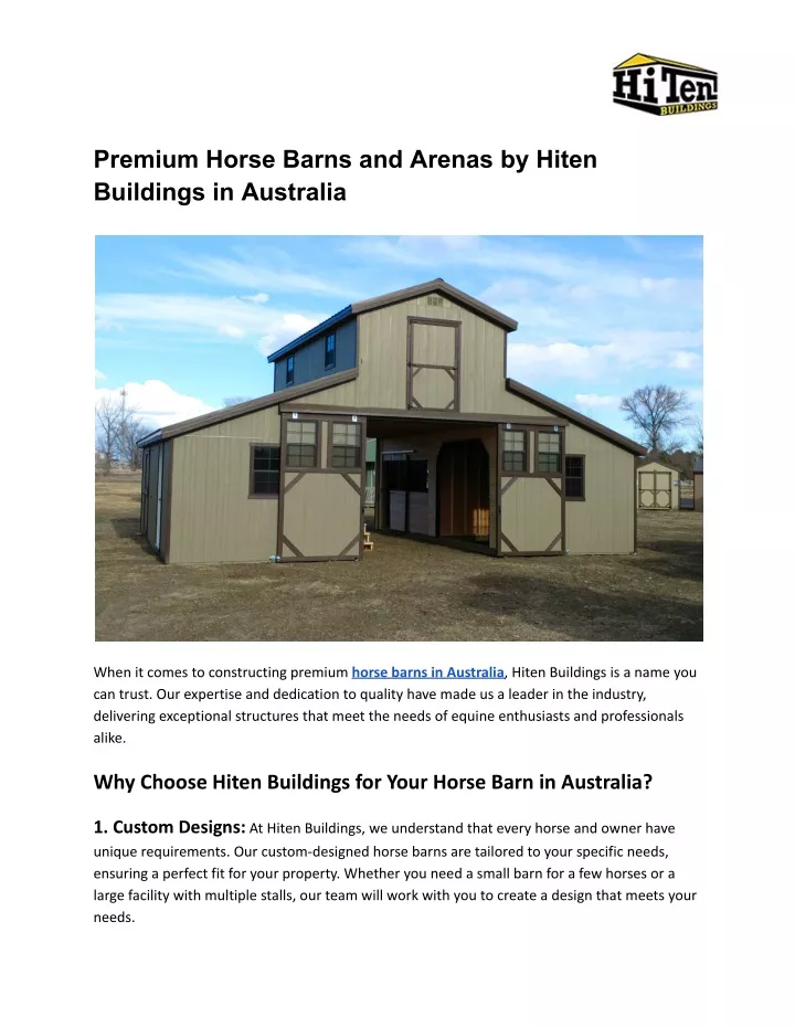 premium horse barns and arenas by hiten buildings