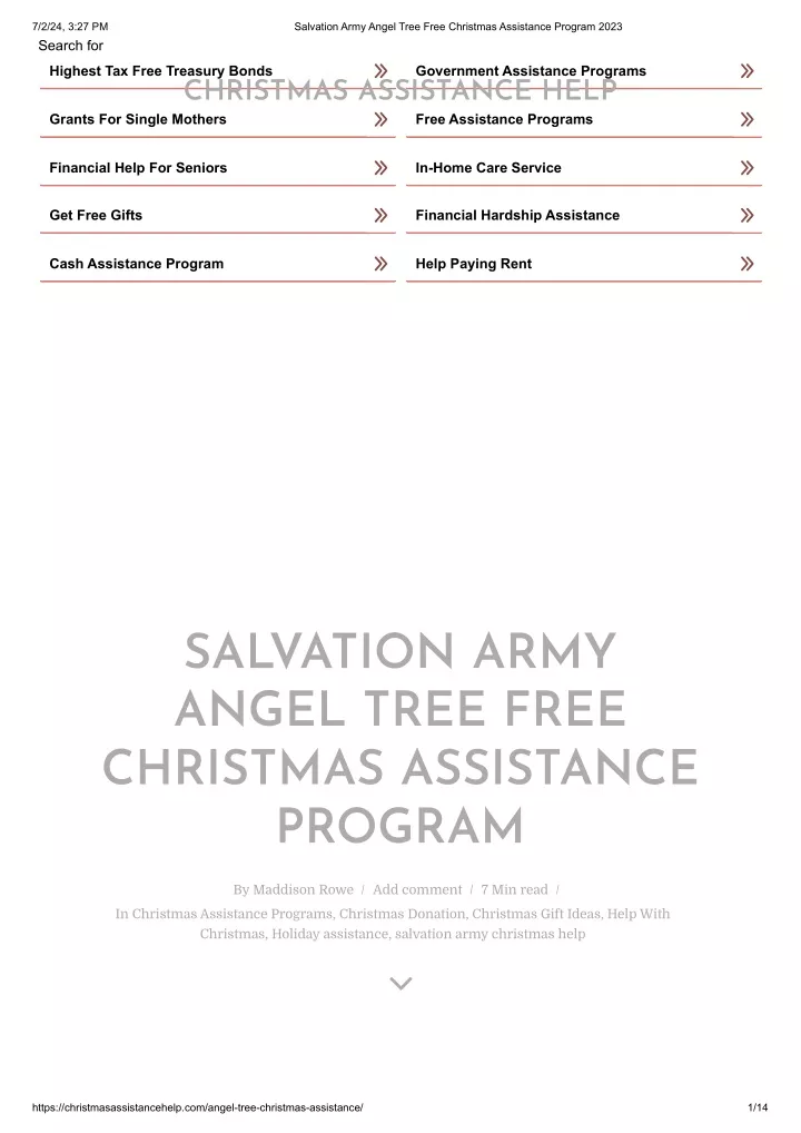 PPT Salvation Army Angel Tree Free Christmas Assistance Program 2024