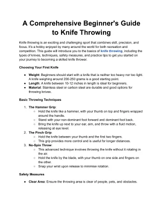 A Comprehensive Beginner's Guide to Knife Throwing