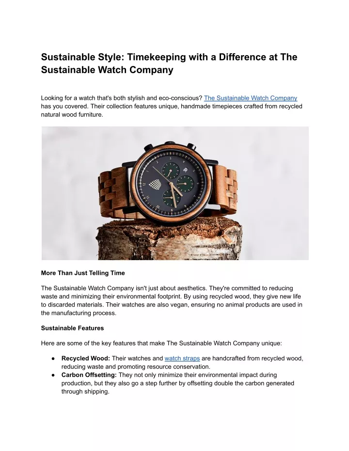 sustainable style timekeeping with a difference