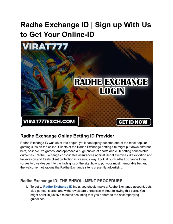 radhe exchange id sign up with us to get your