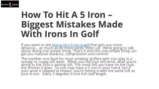 How To Hit A 5 Iron – Biggest Mistakes Made With Irons In Golf