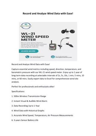 Record and Analyze Wind Data with Ease!