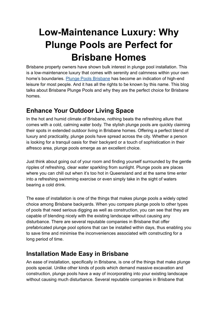 PPT - Why Plunge Pools are Perfect for Brisbane Homes PowerPoint ...