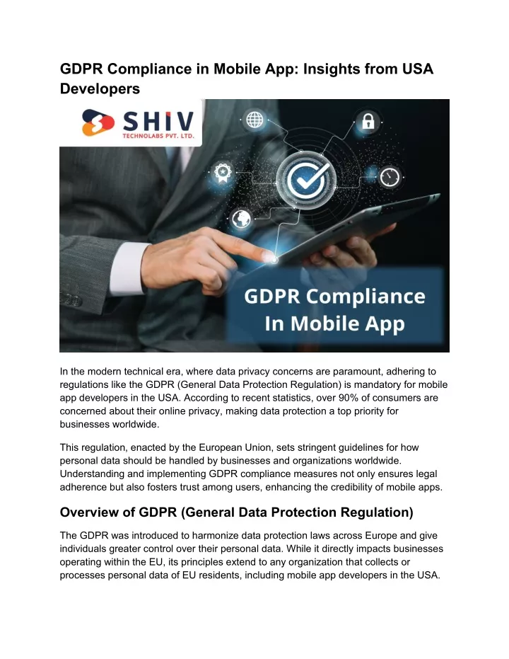 gdpr compliance in mobile app insights from