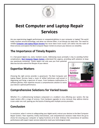 Best Computer and Laptop Repair Services