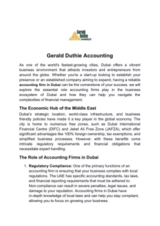 Accounting Firm And Management consulting In Dubai, UAE
