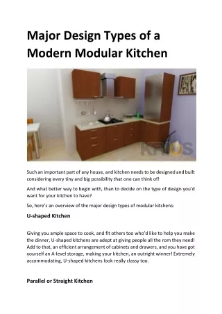 Major Design Types of a Modern Modular Kitchen