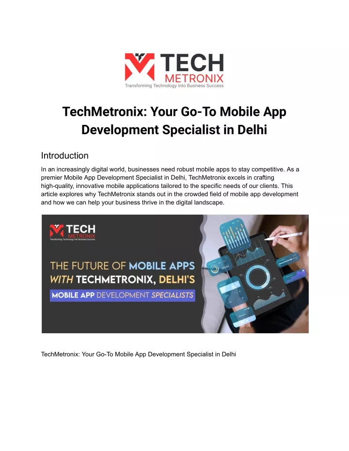 techmetronix your go to mobile app development