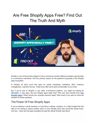 How do you determine if Free Shopify Apps are Truly Free