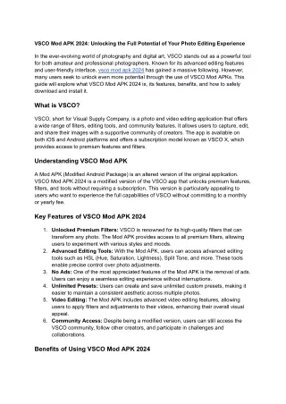 vsco mod apk 2024 unlocking the full potential