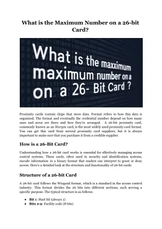what is the maximum number on a 26 bit card