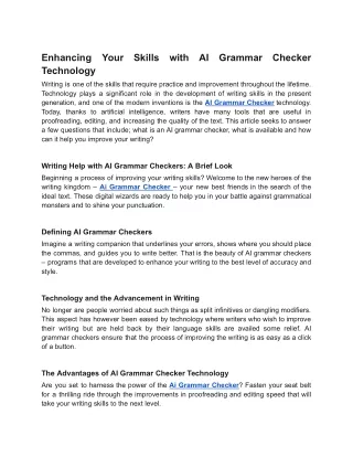 The Role of AI Grammar Checkers in Enhancing Writing Skills