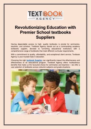 Revolutionizing Education with Premier School textbooks Suppliers