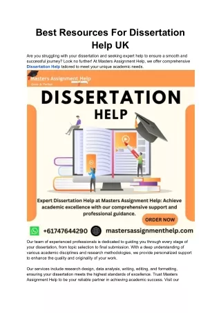 Best Resources For Dissertation Help UK