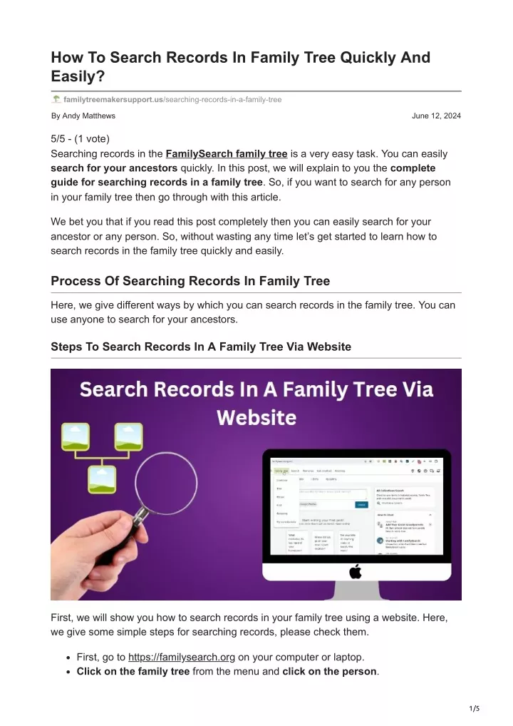 how to search records in family tree quickly