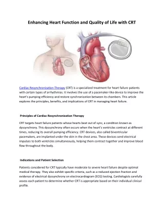 Enhancing Heart Function and Quality of Life with CRT