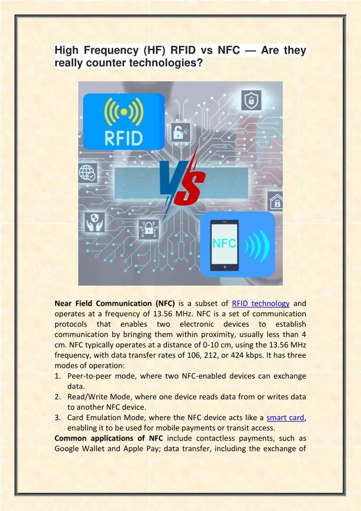 high frequency hf rfid vs nfc are they really