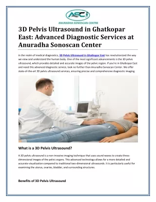 3D Pelvis Ultrasound in Ghatkopar East: Precision in Diagnostic Imaging