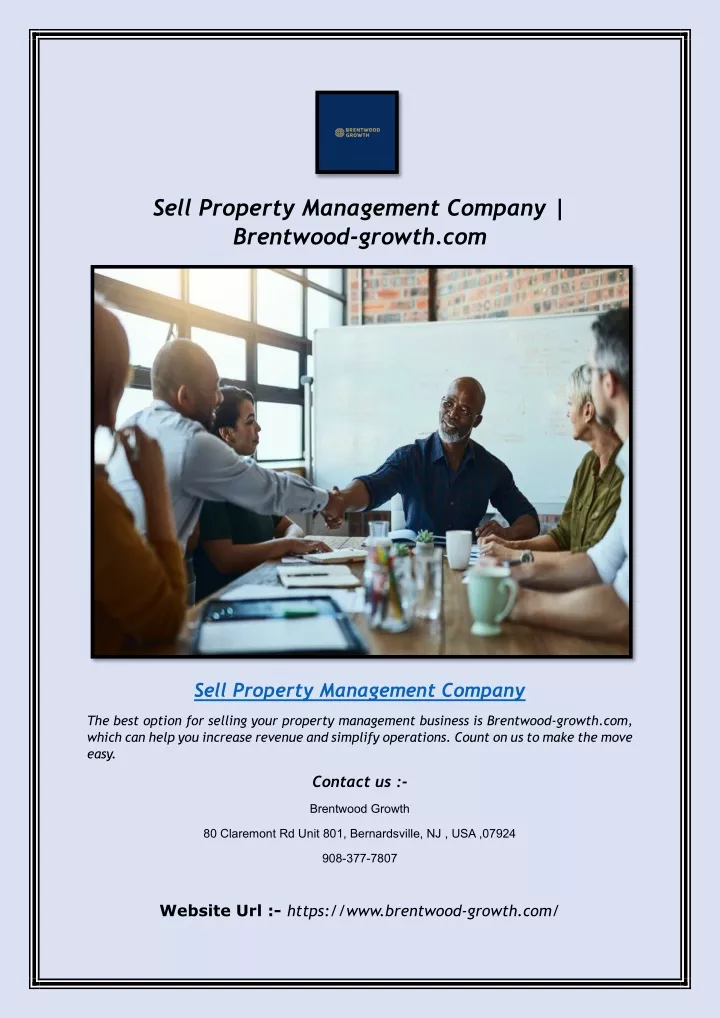 sell property management company brentwood growth