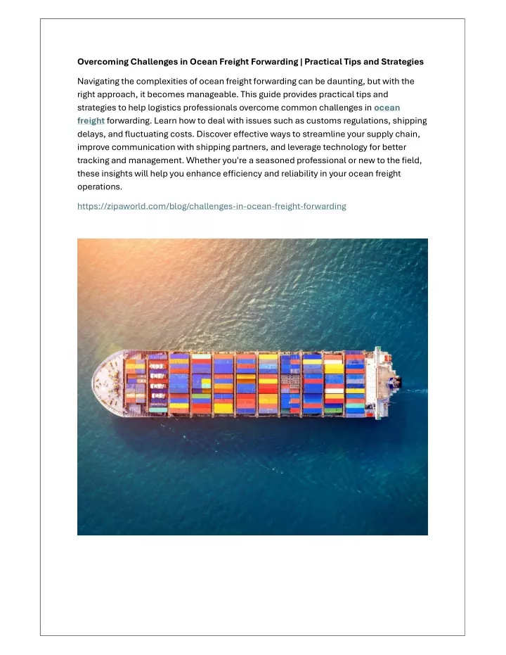 overcoming challenges in ocean freight forwarding