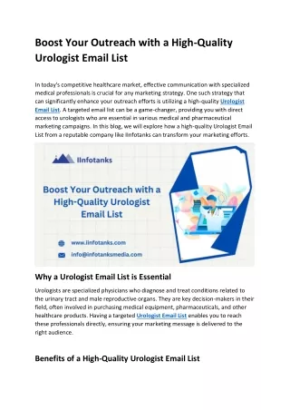 Boost Your Outreach with a High-Quality Urologist Email List