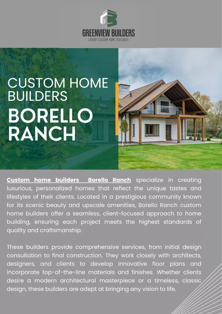 custom home builders borello ranch