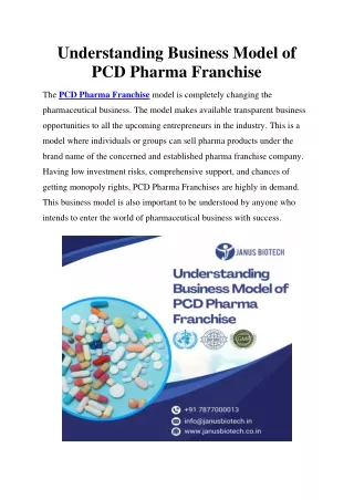 Understanding Business Model of PCD Pharma Franchise