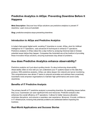 _Predictive Analytics in AIOps - Autointelli