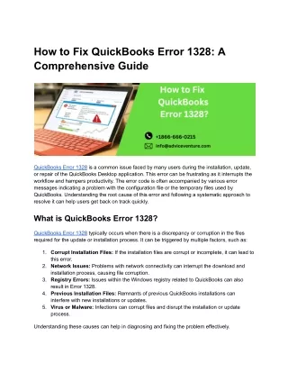 How to Fix QuickBooks Error 1328_ A Comprehensive Guide