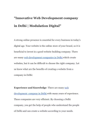 innovative web development company