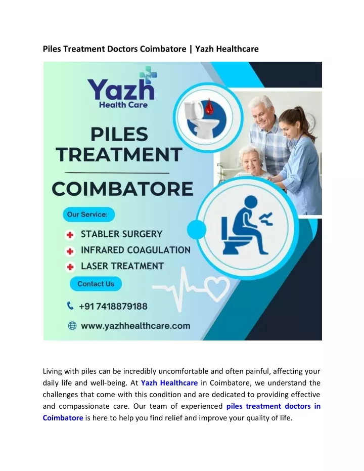 piles treatment doctors coimbatore yazh healthcare