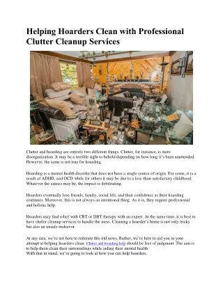 helping hoarders clean with professional clutter