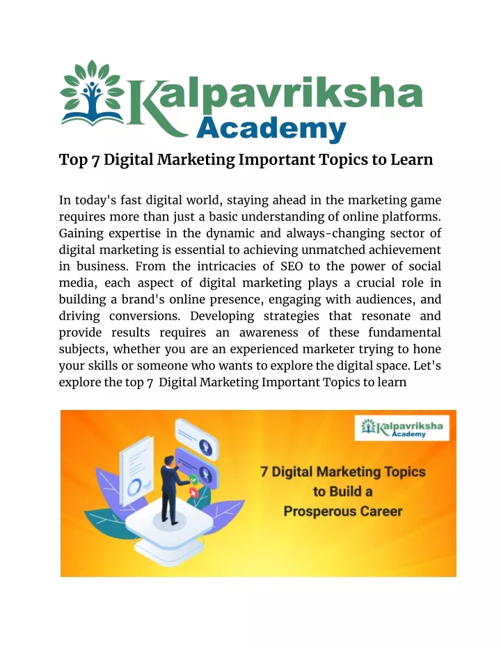 top 7 digital marketing important topics to learn