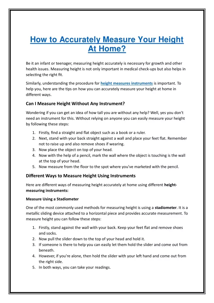 how to accurately measure your height at home