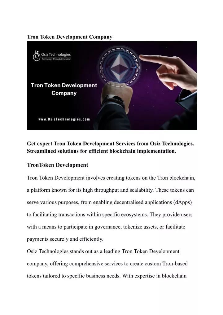 tron token development company