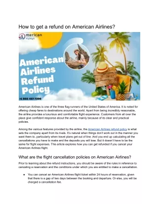 How to get a refund on American Airlines