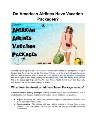 Do American Airlines Have Vacation Packages