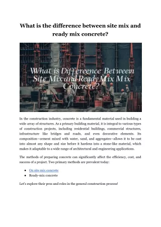 what is the difference between site mix and ready