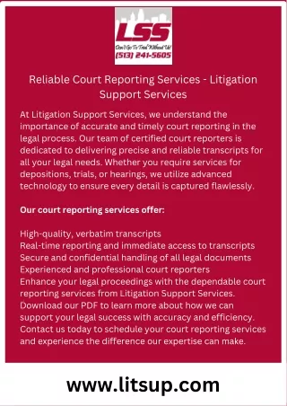 Reliable Court Reporting Services - Litigation Support Services