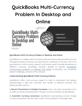 quickbooks multi currency problem in desktop