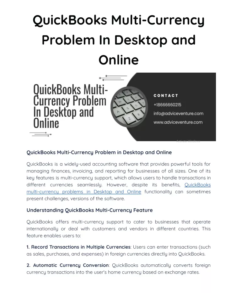 PPT - QuickBooks Multi-Currency Problem In Desktop and Online ...